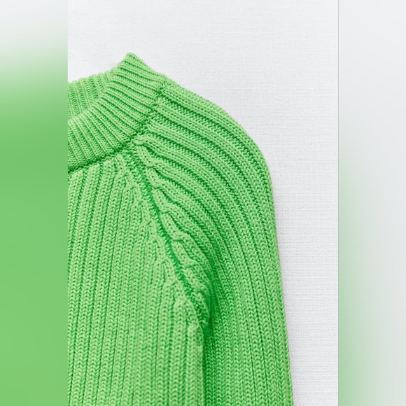 ZARA CROP KNIT SWEATER APPLE GREEN - Picture 9 of 9